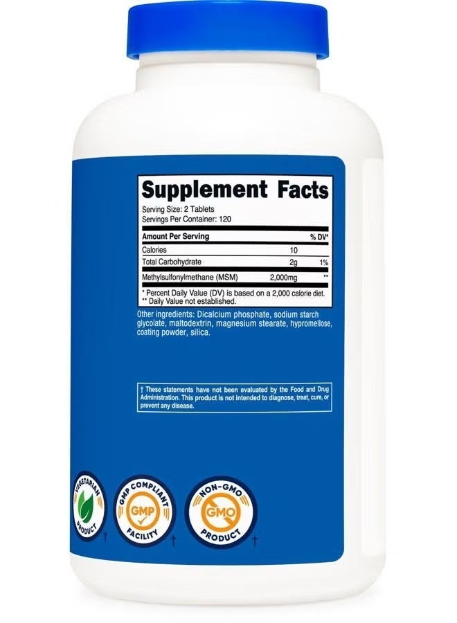 Nutricost MSM Tablets (MethylSulfonylMethane) 2000 mg Per Serving, 120 Servings, 240 Tablets - Non-GMO and Gluten Free - Image 3